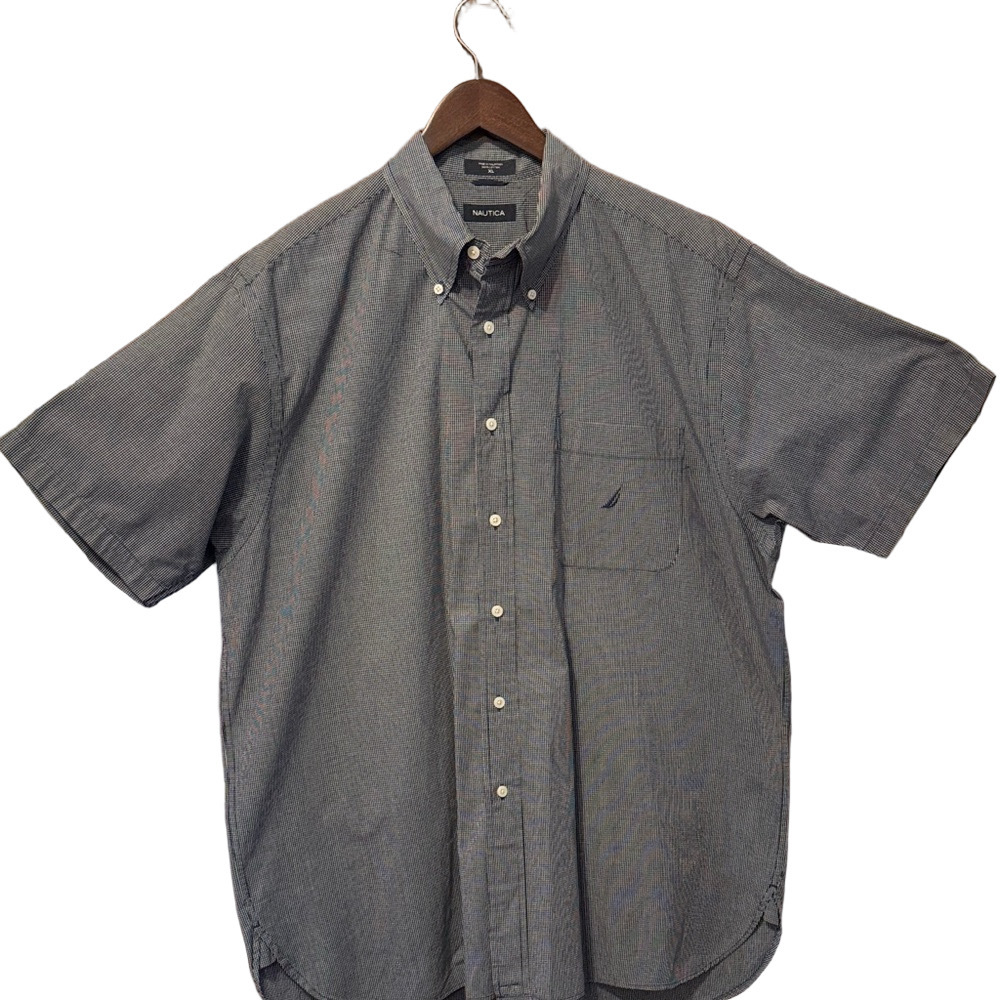 Nautica Men's Blue Button-Down 100% Cotton Short Sleeve Shirt Size XL